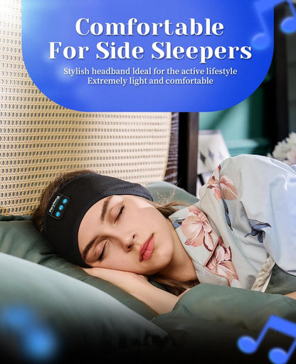 Sleep Headphones Wireless, Bluetooth Sports Headband Headphones with Ultra-Thin HD Stereo Speakers Perfect for Sleeping,Workout,Jogging,Yoga,Insomnia, Air Travel, Meditation (Black)