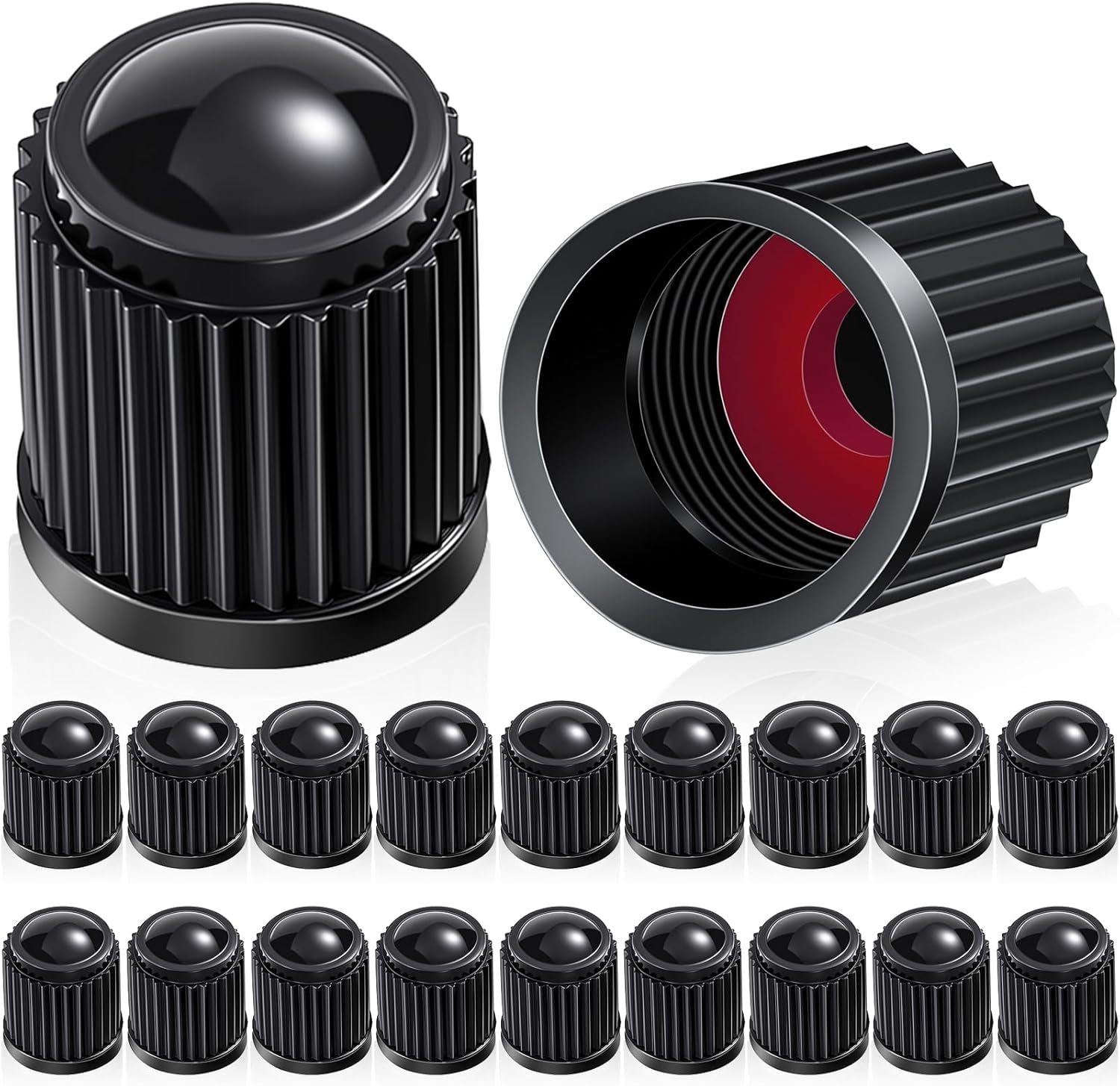 20 Pcs Tire Valve Stem Caps Car Tire Caps Plastic Universal Black Valve Stem Covers for Bike Bicycle Cars SUV Trucks Motorcycles (Black)