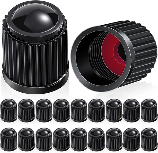 20 Pcs Tire Valve Stem Caps Car Tire Caps Plastic Universal Black Valve Stem Covers for Bike Bicycle Cars SUV Trucks Motorcycles (Black)