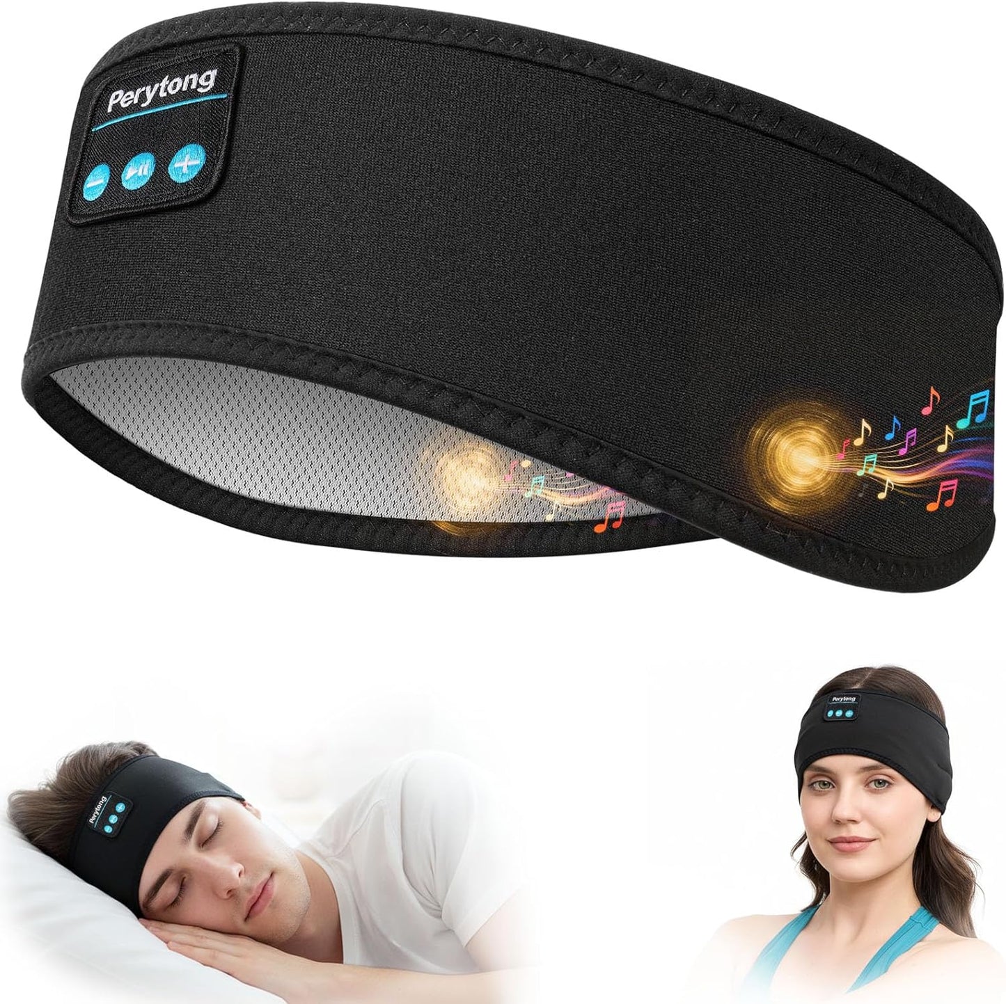 Sleep Headphones Wireless, Bluetooth Sports Headband Headphones with Ultra-Thin HD Stereo Speakers Perfect for Sleeping,Workout,Jogging,Yoga,Insomnia, Air Travel, Meditation (Black)