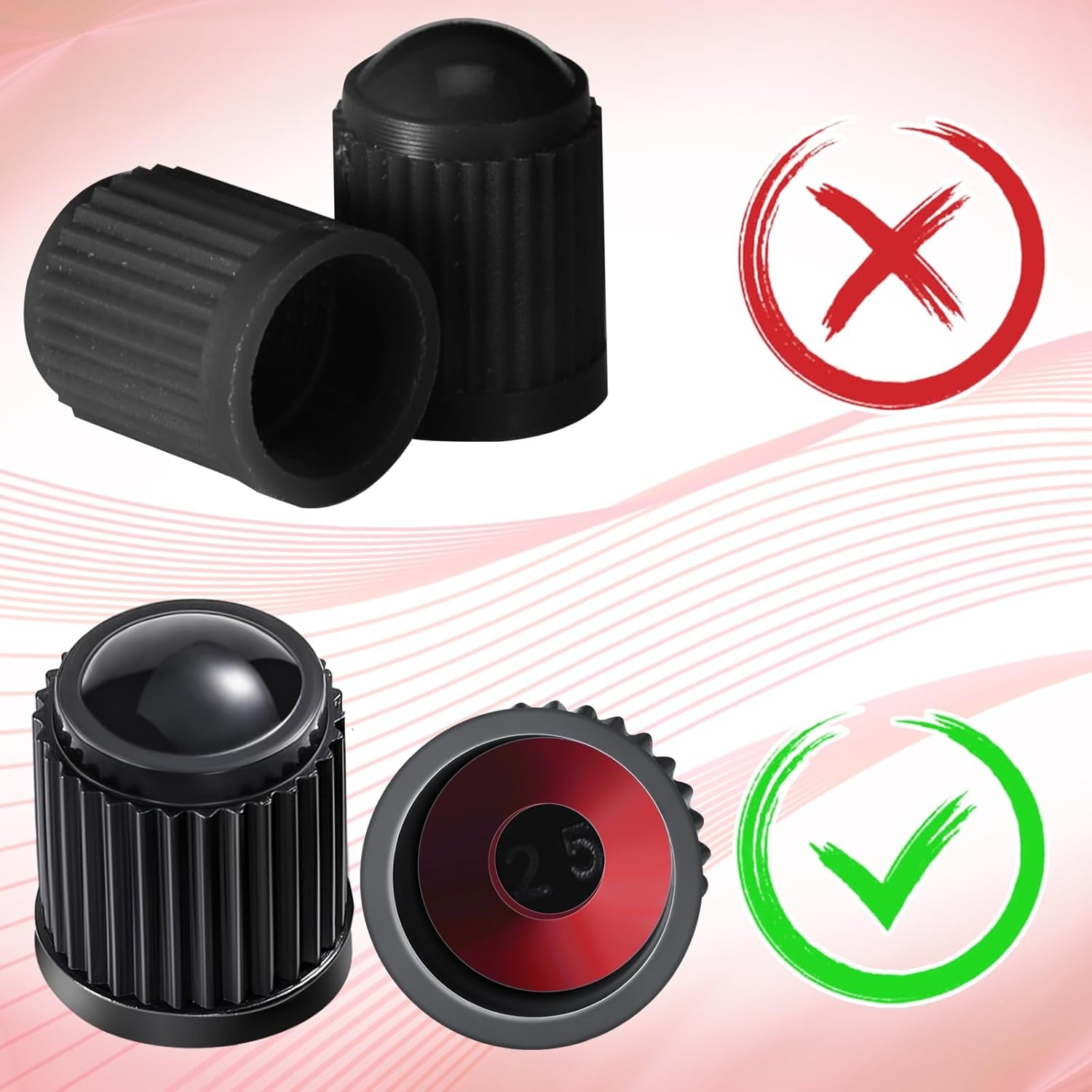 20 Pcs Tire Valve Stem Caps Car Tire Caps Plastic Universal Black Valve Stem Covers for Bike Bicycle Cars SUV Trucks Motorcycles (Black)