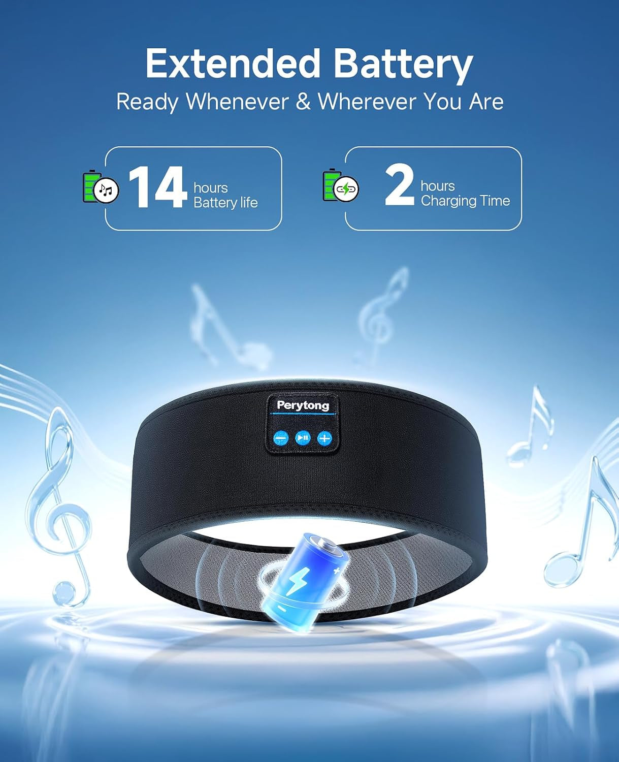 Sleep Headphones Wireless, Bluetooth Sports Headband Headphones with Ultra-Thin HD Stereo Speakers Perfect for Sleeping,Workout,Jogging,Yoga,Insomnia, Air Travel, Meditation (Black)