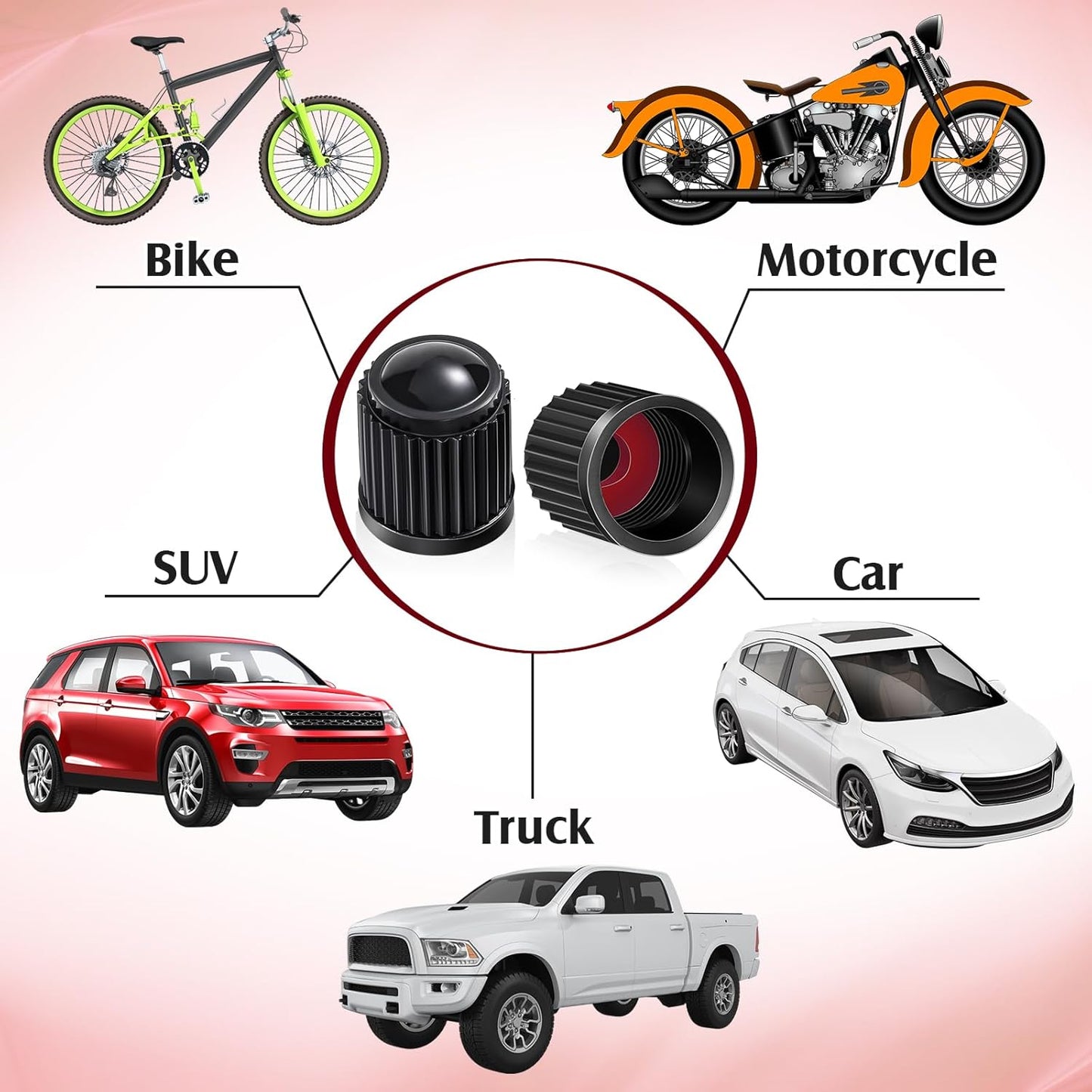 20 Pcs Tire Valve Stem Caps Car Tire Caps Plastic Universal Black Valve Stem Covers for Bike Bicycle Cars SUV Trucks Motorcycles (Black)